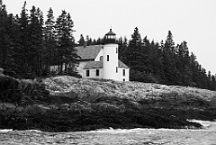 Rocky Shoreline by Narraguagus Lighthouse -BW